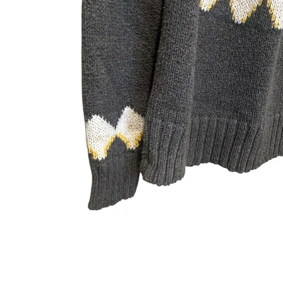 (Sold)Aerie Festive Feels Crewneck Sweater Soft Oversized Fair Isle Gray Small - Picture 4 of 10